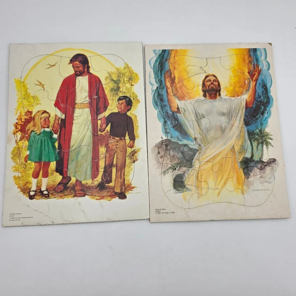 Vintage Concordia Jesus Puzzles 1974 1983 Kueker Religious Frame Tray Puzzles